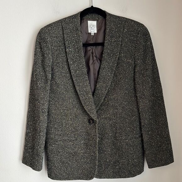 Joan & David Women Virgin Wool blend Tweed Blazer - Black and tan size 42/8 EUC - Picture 1 of 11